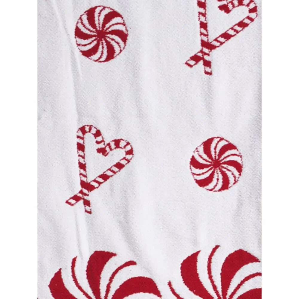 Martha Stewart Christmas Throw 50x70 Holiday Peppermint Candy Red White NEW